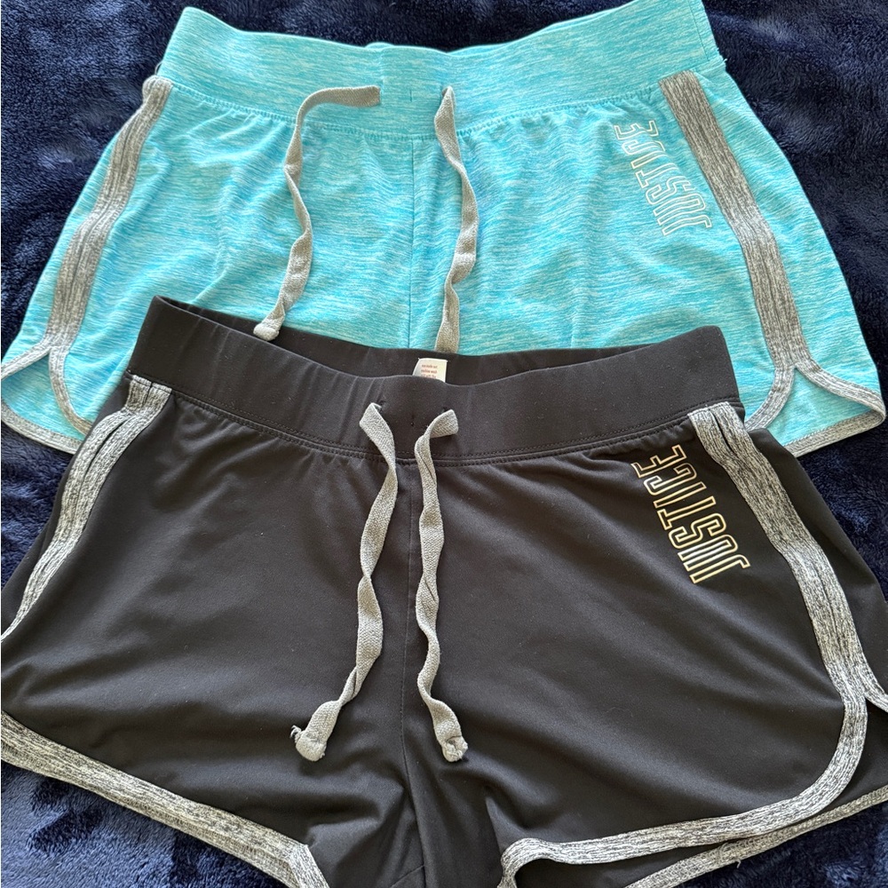 Justice Girls Black and blue Shorts Set